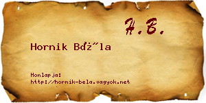 Hornik Béla névjegykártya